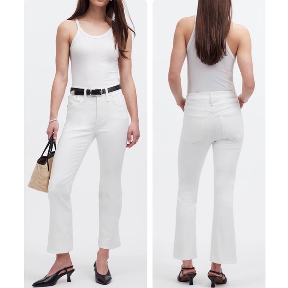 Madewell Mid-Rise Kick Out Crop Jeans in Pure White Style NI961 Size 25 - Picture 16 of 16